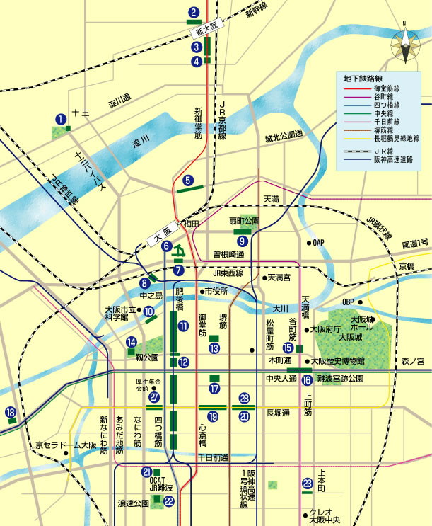 大阪市内公営駐車場MAP