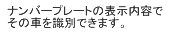 ナンバープレートの表示内容でその車を識別できます。